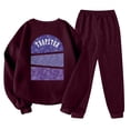 thumbnail image 3 of Trapstar Chandails à Col Rond pour Femmes Ensembles Manches Longues Graphiques Chandails pour Femmes Amples Trapstar Style de Rue Hip-hop Chandails à Enfiler+pantalons de Survêtement Ensemble pour Femmes de 2 Vêtements Classiques pour Femmes (Vin, TG), 3 of 3