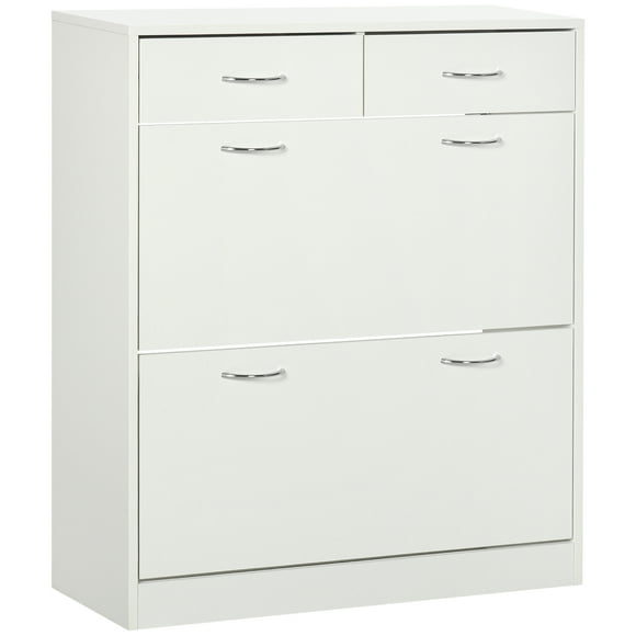 HOMCOM Entryway Shoe Cabinet with 2 Flip Drawers for 12 Pairs of Shoes