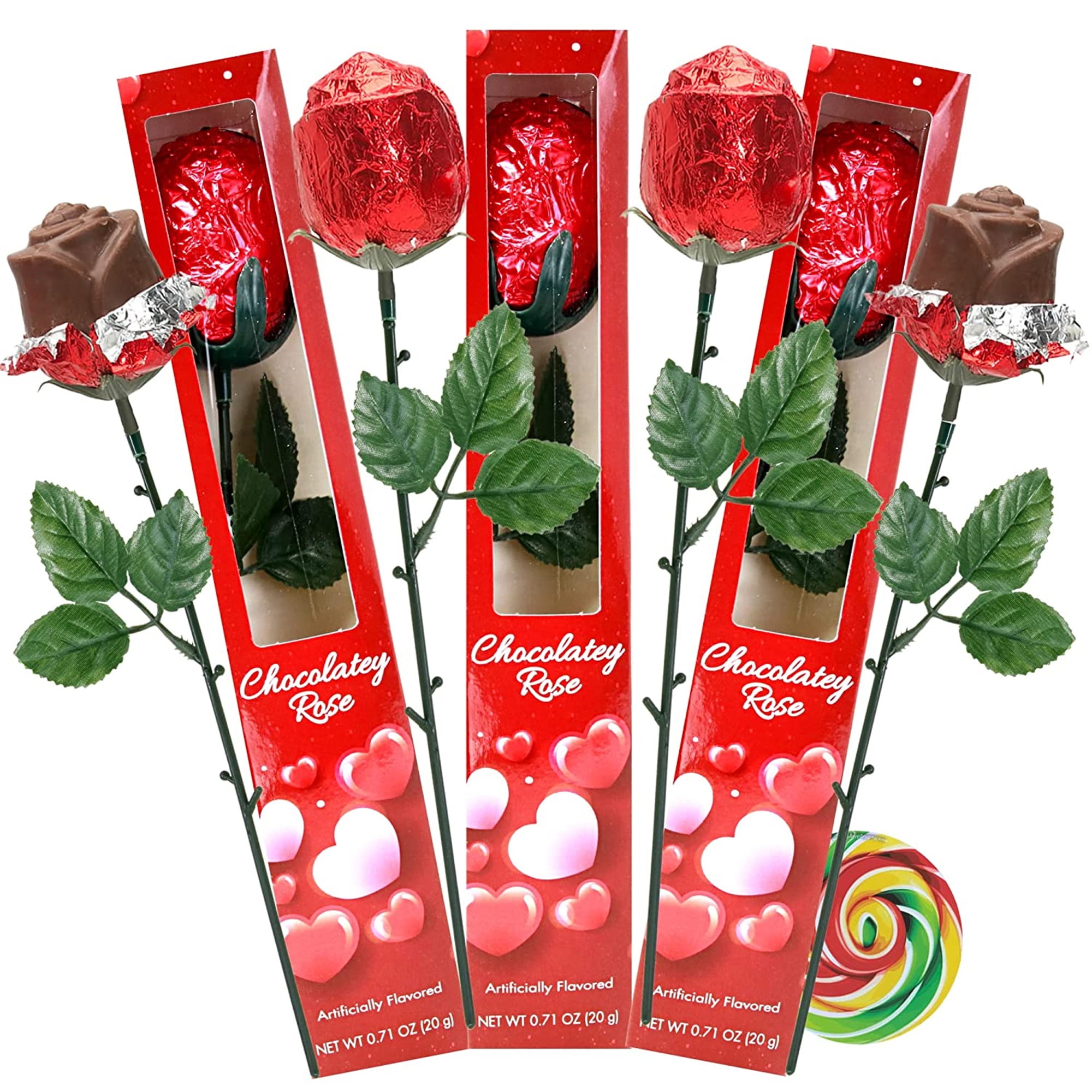 Milk Chocolate Roses, Anniversary Candy, Pack of 3, .71 Ounces Each