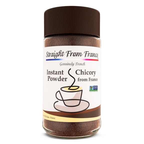 Straight from France Genuinely French Instant Chicory Root Powder, Caffeine Free Coffee Substitute, Non-GMO Certified Chicory Coffee, 7 oz Jar