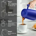 thumbnail image 2 of Secura 50oz French Press Coffee Maker – 304 Stainless Steel, Resistant Double Insulated Coffee Press with Extra Filter, Blue, 2 of 8