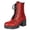 Red, variant on Women's Round-Toe Boots with Lace-Up and Side Zipper Glittery Sequin High-Heel Comfortable Boots