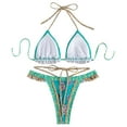 thumbnail image 6 of Lopeceal Women's Boho Floral Geo Print Tie Halter Frill Bikini Sexy Bathing Suit, 6 of 7