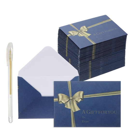 Uxcell 50Pack Mini Envelopes, 4x3 Card V Flap Small Business Card Envelopes, Blue
