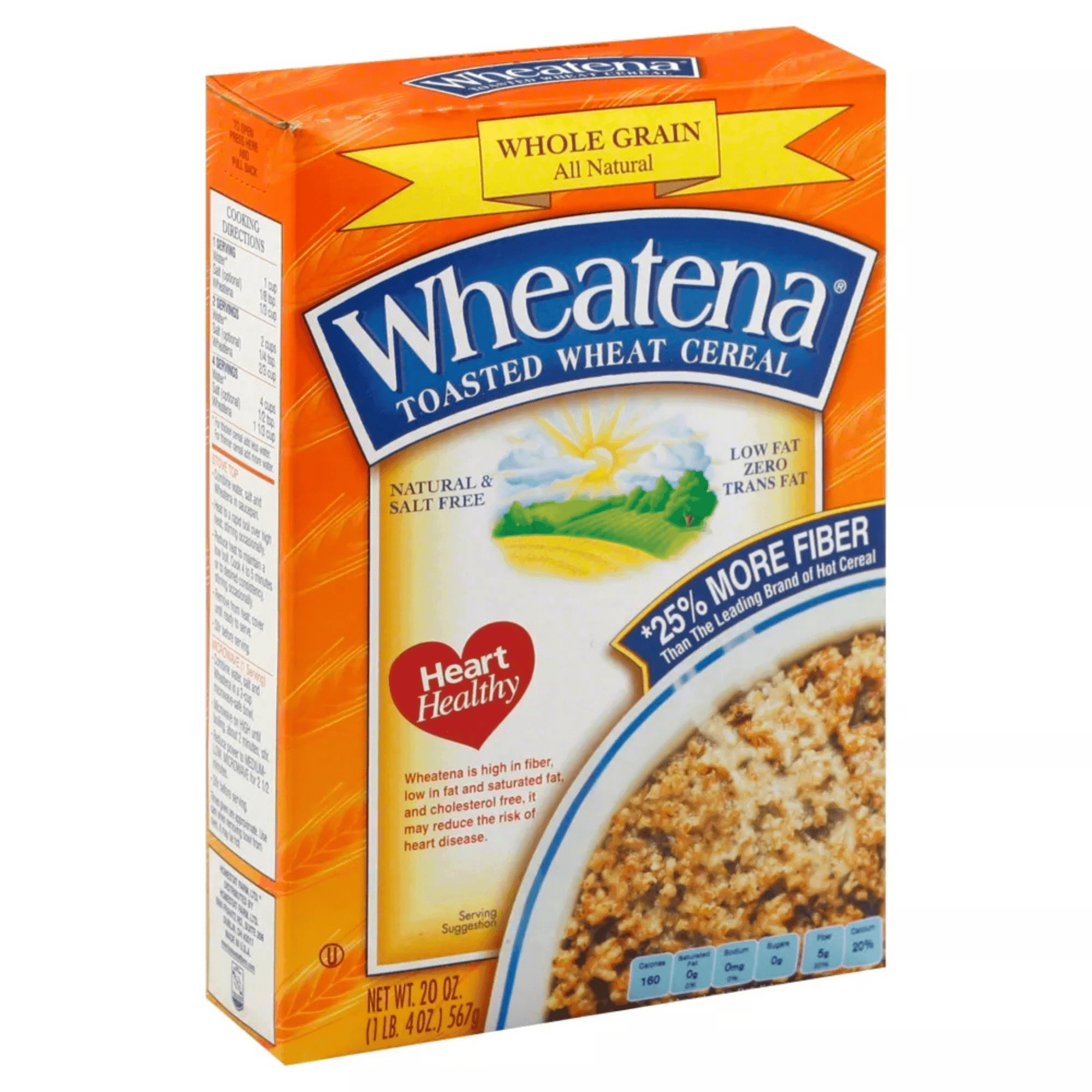 Wheatena Toasted Crushed Whole Wheat Cereal, 20oz Box (12 pack)