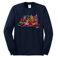 thumbnail image 2 of Wild Bobby, Colorful Rainbow Cat Animal Lover Mens Long Sleeve Shirt, Navy, 2XL, 2 of 3