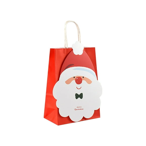 LanSuare 10Pcs Christmas Gift Bags, Christmas Tote Bags with Handles, Reusable Paper Shopping Bags, Suitabel for Xmas Gifts Wrapping, Holiday Party Supplies, 8.7"x6.3"x3.1" Santa Claus