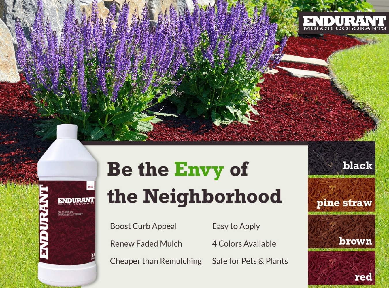 Endurant Mulch Dye Concentrate, Black, 32 oz, Revitalizes 1,000 sq ft. of Faded Mulch.