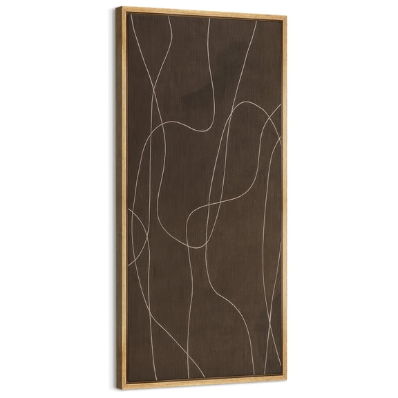 Large Framed Canvas Art for Living Room Wall Decor, Minimalist Abstract Lines Canvas Print for Bedroom Decoration - 60"x30" Natural Framed