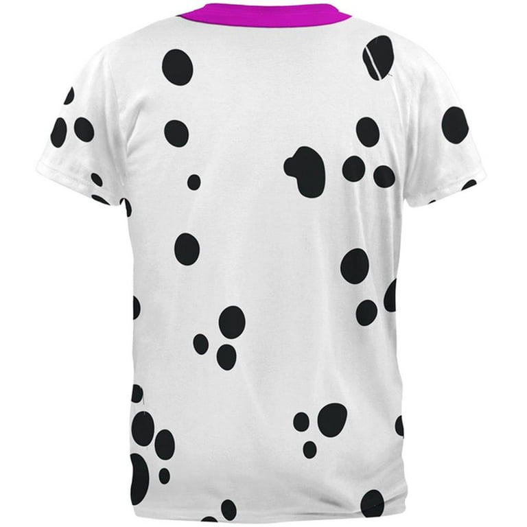 Dog Dalmatian Costume Blue Collar All Over Adult T-Shirt, SM / Multi