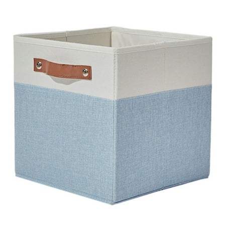 

Goory Organiser Toy Containers Cloth Fabric Foldable Storage Box Underwear Bra Sock Living Room Stackable Snacks Cube Cubby Light Blue