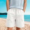 thumbnail image 2 of Angala Toddler Boys Shorts Solid Elastic Waist Cargo Shorts Summer Lightweight Relaxed Fit Dailywear Kids Shorts Size 7-8 Years White, 2 of 9