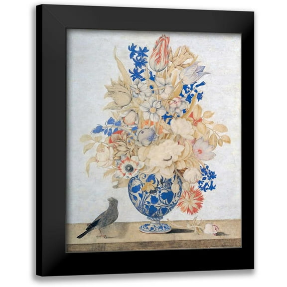 Todini, Lorenzo 12x14 Black Modern Framed Museum Art Print Titled - Florentine, Vase of Flowers