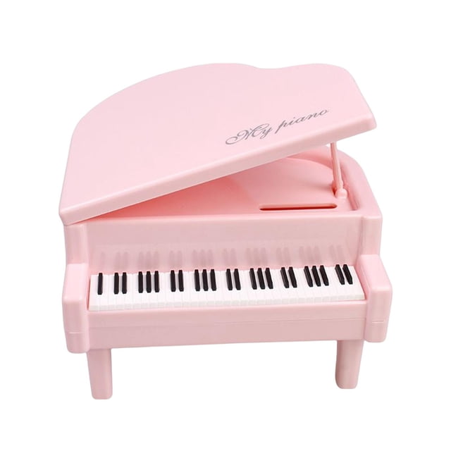 Alcancía con forma de piano, decoración para el hogar, figuras artesanales, coleccionables, ahorro de dinero rosado