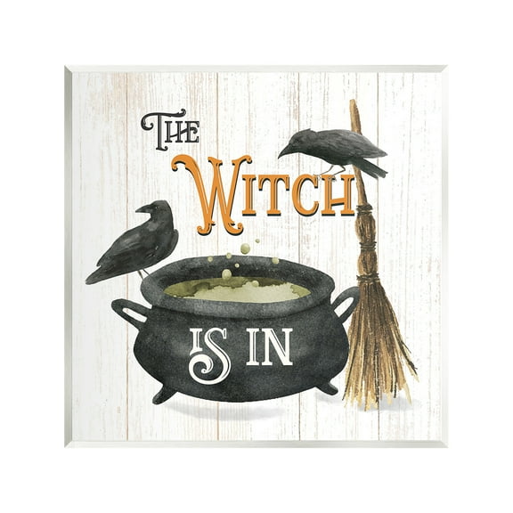 Stupell Industries Witch Cauldron & Crows Holiday Painting Unframed Art Print Wall Art, 12 x 12