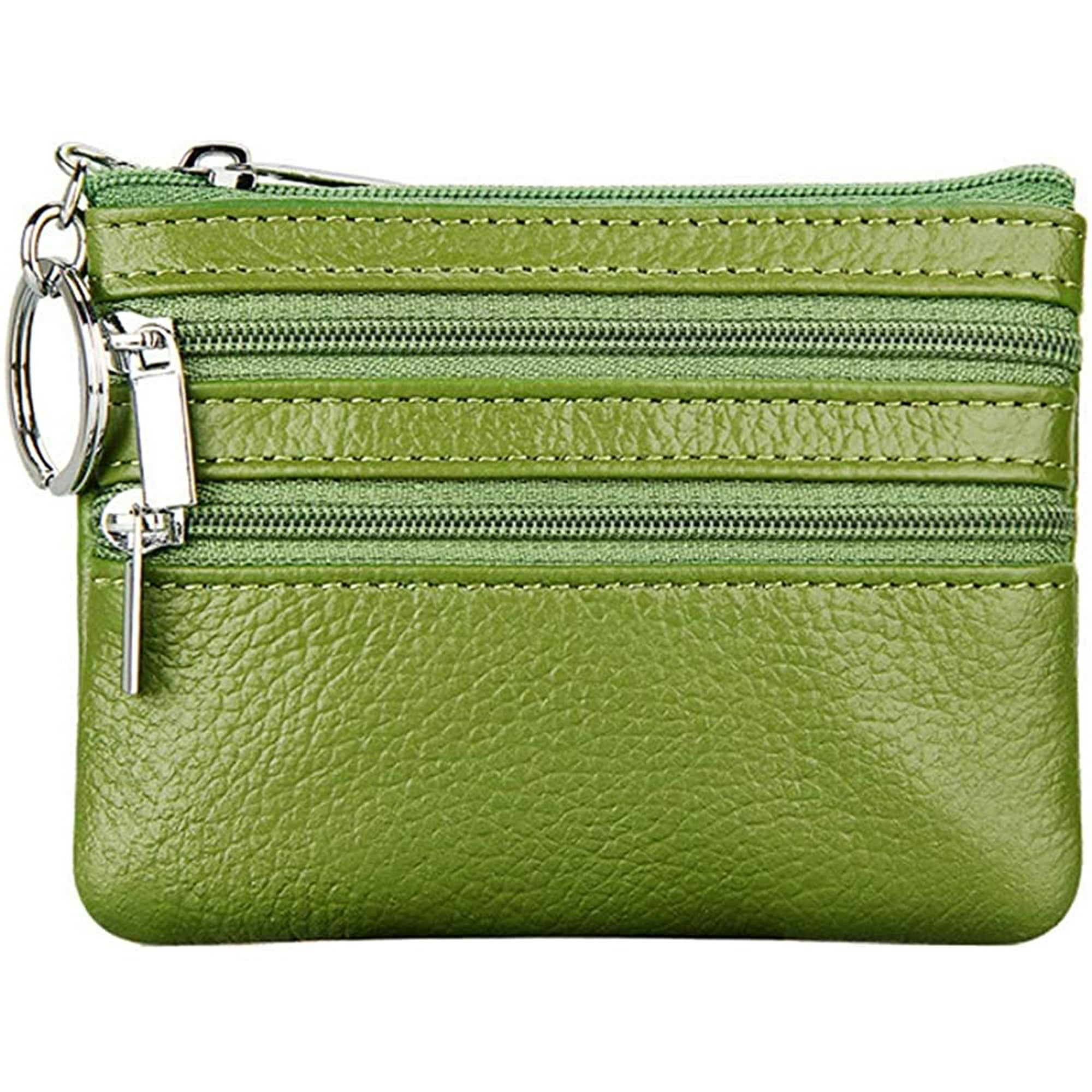 Diannasun Women's Genuine Leather Coin Purse Mini Pouch Change Wallet With Key Ringyellow Green