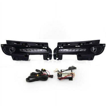 Sunpie 7" LED Headlights Halo White DRL & Amber Turn Signal + 4" Fog