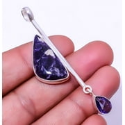 Purple Lepidolite - San Diego & Iolite 925 Silver Plated Pendant 2.73" A349, Valentine's Day Gift, Birthday Gift, Beautiful Jewelry For Woman & Girls