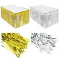 thumbnail image 1 of Silver Gold Metallic Foil Table Skirt Skirting Fringe for Party Wedding, 1 of 5
