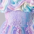 thumbnail image 6 of IBTOM CASTLE Girls Formal Dress Kids Party Wedding Party Birthday Princess Dresses Ball Gown Daughter Dance Dresses Sparkly Round Neck Lace Tiered Tulle Flower Girl Dress 3-4T Rainbow Purple, 6 of 7