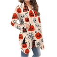 thumbnail image 6 of Fengactive Womens Halloween Cardigan Open Front Long Sleeve Duster Coat All Over Print Pattern Loose Fit Fall Wear, 6 of 7