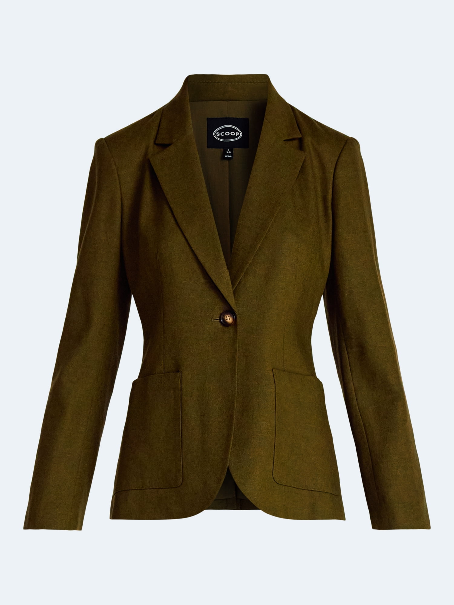 Scoop Women’s and Women's Plus Linen Blend Blazer, Sizes XS-4X
