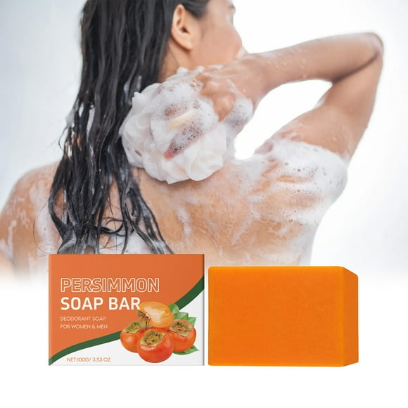 QIPOPIQ Persimmon Soap Bar for Body Odor Control, Natural Deodorant Body Bar Soap for Old People Smell, Remove Body Odor, Organic Eliminating Body Odor Wash Soap