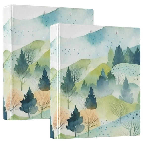 Mountain Trees Landscape Hardcover 3 Ring Binder 1.5 inch Round Rings with Interior Pockets Binders Organizer Office School 1 Pack