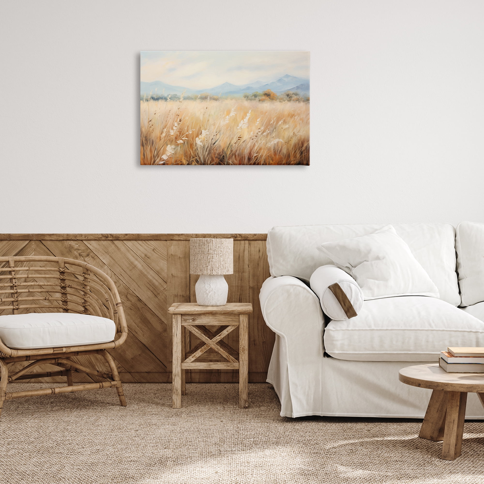 Stupell Industries Wheat Field Landscape Landscape & Nature Painting Wrapped Canvas Art Print Wall Art, 30 x 20