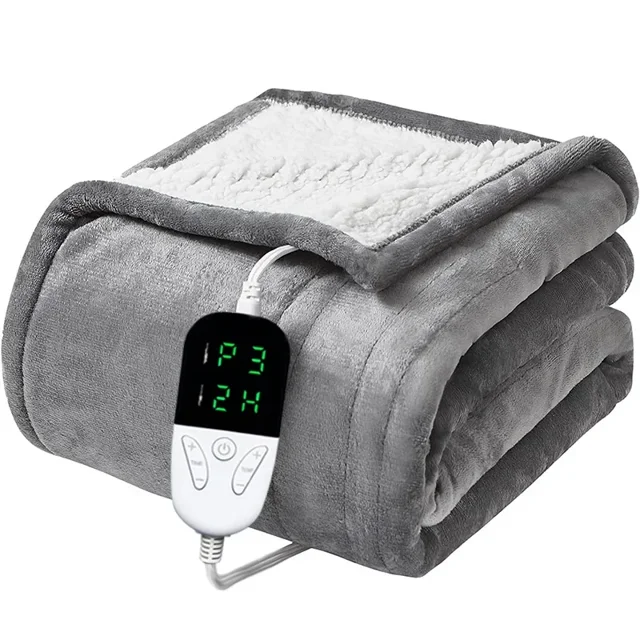 Manta eléctrica, manta de franela, colchón de invierno, lavable a máquina, doble capa, Control de temperatura, manta calentada más cálida