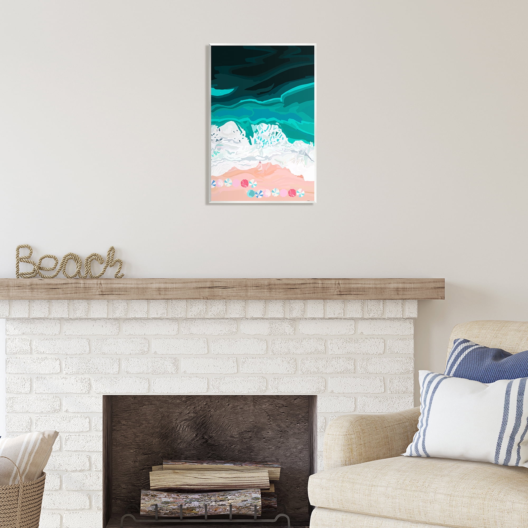 Stupell Industries Aerial View Beach Umbrellas Coastal Painting Unframed Art Print Wall Art