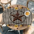 thumbnail image 3 of Texas Star Round Fitted Table Cover Country Star Sunflower Vintage Plaid Wood Grain Waterproof Table Cloth with Elastic Edge Wipeable Tablecloth for Picnic Camping Party Fits 45"-54" Diameter, 3 of 8