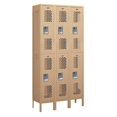 thumbnail image 2 of Salsbury Industries S-63162TN-A 6 ft.  H x 12 inch D See-Through Metal Locker - Triple Tier - 1 Wide - Assembled - Tan, 2 of 3