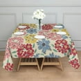 thumbnail image 3 of Pioneer Flower Floral Print Pattern Square Tablecloth,Waterproof Square Table Cover,Wipeable Spillproof Washable Table Cover for Home Kitchen Party Decor 52"x52"(132x132cm), 3 of 6