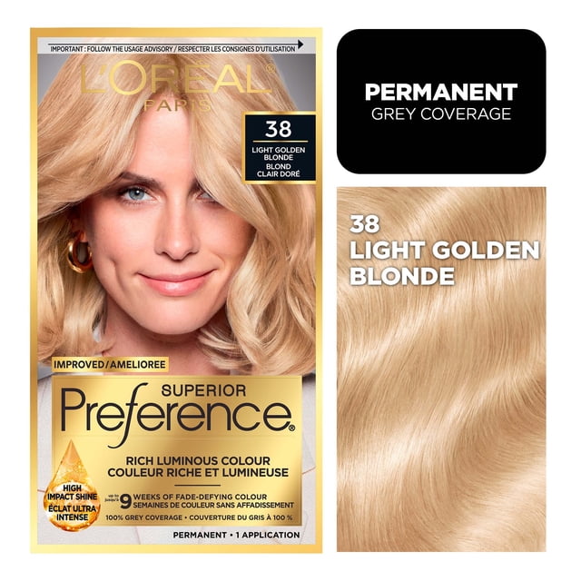 L'Oreal Paris Superior Preference Permanent Hair Color, Oil-in-Gel, Light Golden Blonde, 1 unit