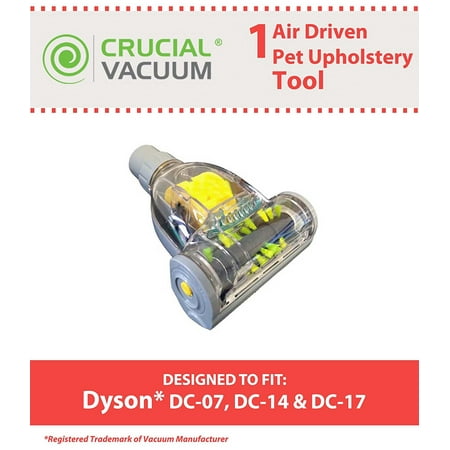Turbo Brush Attachment - Air-Driven Pet Upholstery Turbo Brush Tool Attachment for Dyson DC07, DC14, DC17 Vacuums; Designed & Engineered by Think Crucial By Crucial Vacuum
