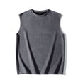 thumbnail image 2 of Men's Faux Suede Leather Sleeveless Tank Tops Gym Muscle Acid Wash Workout Tees Cut off Loose Fit Athletic T-Shirts Big and Tall Size M-5XL Dark Gray, 2 of 5