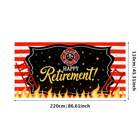 Decorative Design Happy Retirement Banner Firefighter Theme Red White Background for Event
