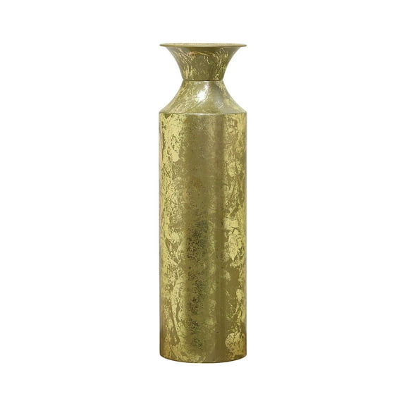 Hosley Plain 16 inch High, Decorative Gold Metal High Floor Vase