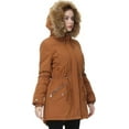 thumbnail image 4 of Women's Winter Hooded Parka Coat Warm Fleece Lined Jacket Thickened Windproof Parka with Removable Faux Fur Trim(Ginger, XS), 4 of 5