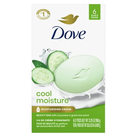 Dove Skin Care Beauty Bar For Softer Skin Cucumber And Green Tea More Moisturizing Than Bar Soap 3.75 Oz 6 Bars Packaging May Vary - Pack of 3