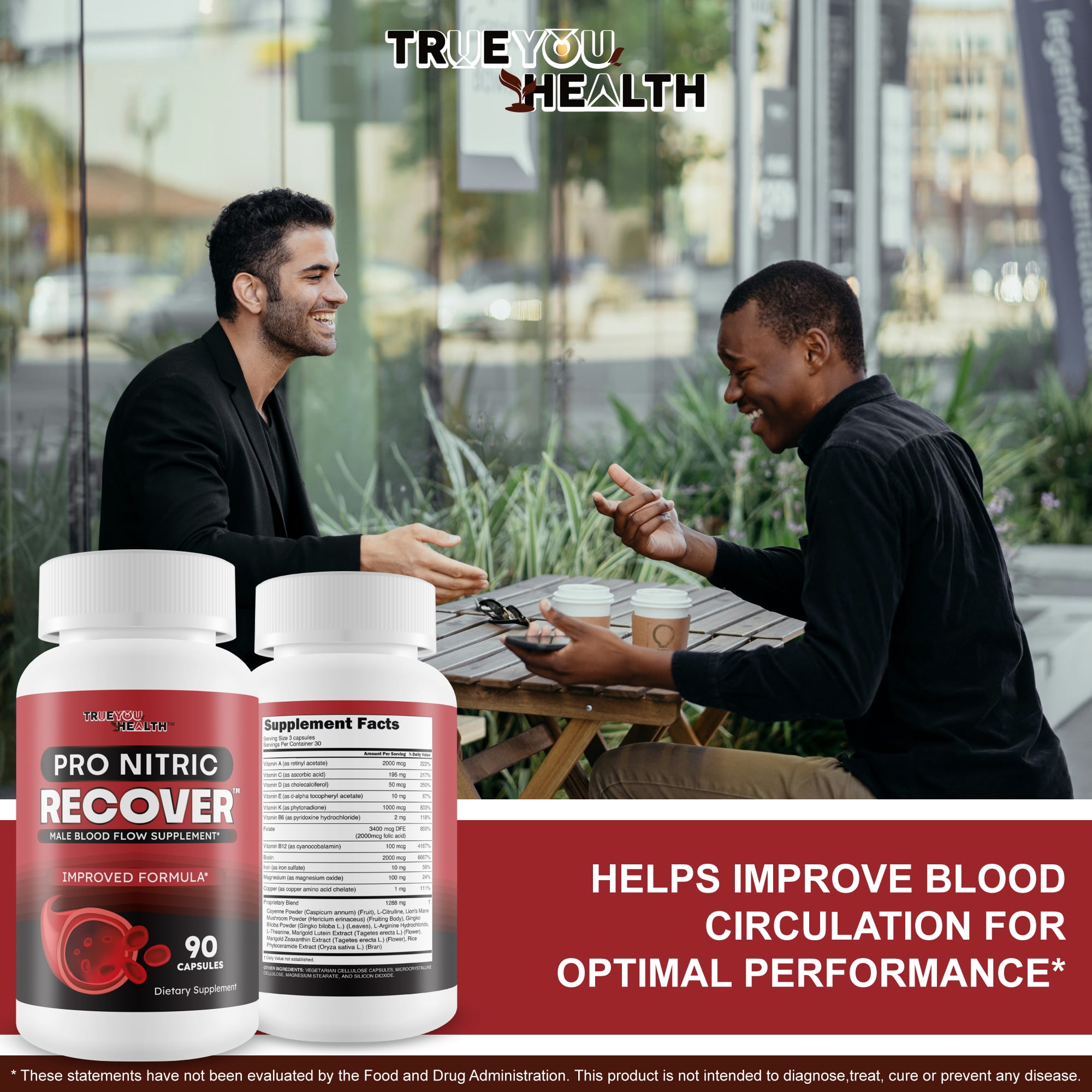 Pro Nitric Recover - Improved Formula - Our Best Blood Flow Supplement - Nitric Oxide Circulation & Vein Support - Healthy Blood Flow Circulation Supplements for Men Blood Vitamin Blood Flow Booster