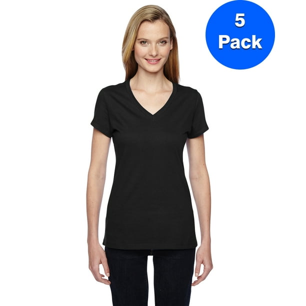 Fruit of the Loom - Fruit of the Loom Womens Jersey Junior V-Neck T-Shirt SFJVR (5 PACK