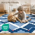 thumbnail image 4 of ODIKA 4'x6' Blue Denim Geometric Design Washable Area Rug Modern Zigzag Pattern with Pixel Art Flair Non-Slip, Chair-Friendly, Flatwoven for Home Office, Under Desk, 4 of 7