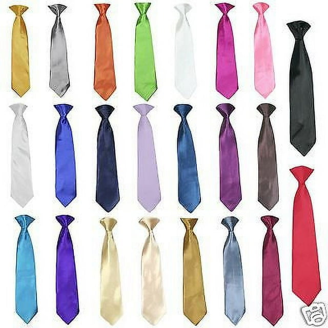 Cravate Longue à Clip en Satin Uni 23 Couleurs pour Garçons, Tenue de Smoking Formelle S-20