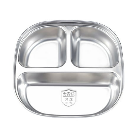 

TINKSKY Plate Plates Divided Steel Stainless Dinner Trays Food Tray Compartment Kids Section Portion Lunch Control Snack Meal