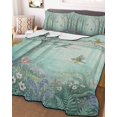thumbnail image 3 of Quilts Twin Size Bedding Set, Watercolor Forest Birds Lightweight Quilted Comforter, Green Trees Seasonal Floral Soft Reversible Bedspread Coverlet with Pillow Covers for All Season, 68" x 86", 3 of 7