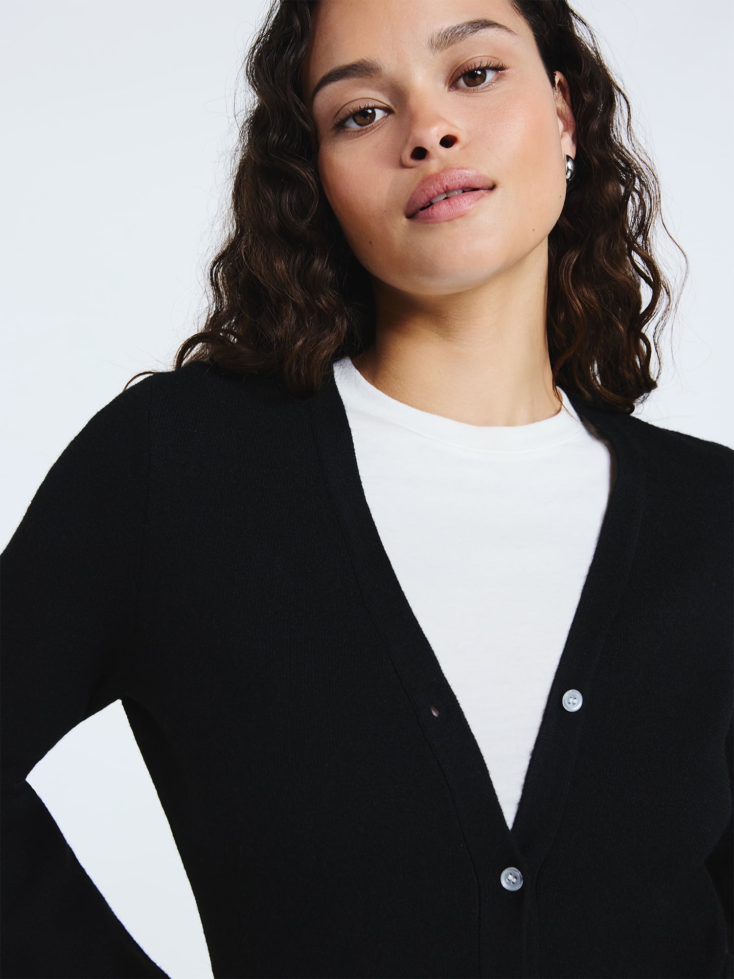 Scoop Women’s V Neck Cardigan Sweater with Long Sleeves, Lightweight, Sizes XS-XXL