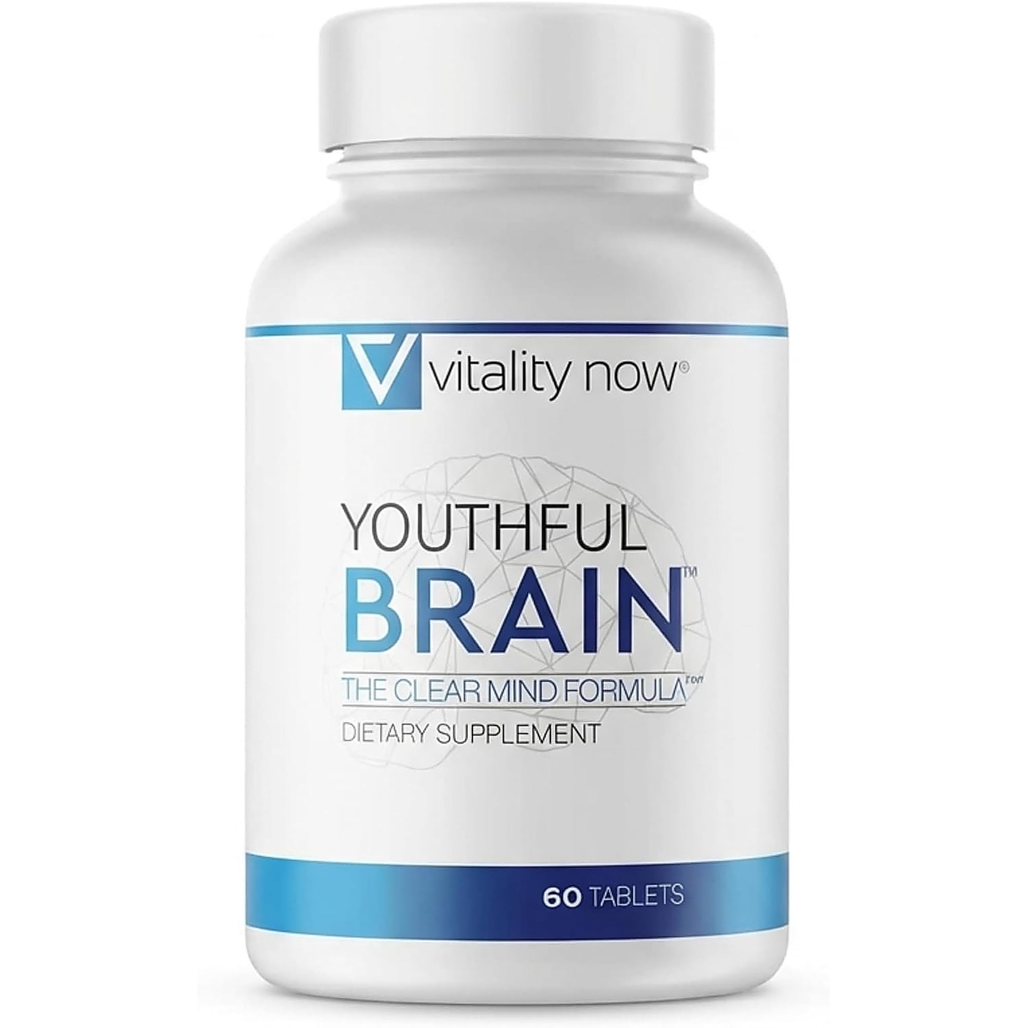 Vitality Now Youthful Brain | Memory & Brain Health Support Supplement - Brain Booster Clarity with Bacopa Monnieri, Ginkgo Biloba, B12 - Easy to Swallow Tablets - 30-Day Supply (60 Count)