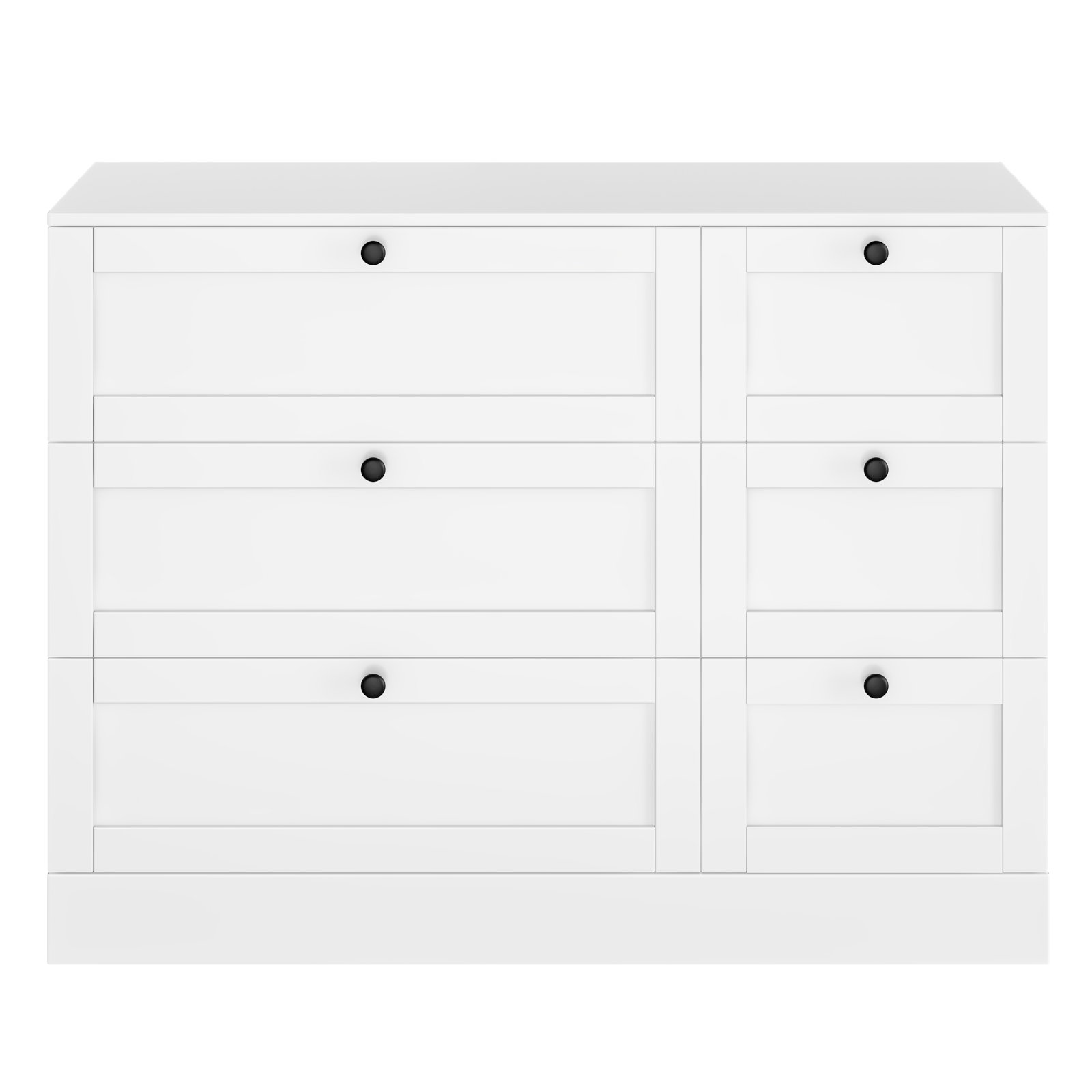 Homfa 6 Drawer White Double Dresser, Wood Storage Cabinet Chest of Drawers for Bedroom Living Room - image 5 of 7